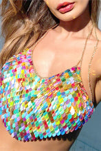 Green Bling Sequin Body Chain Bra Top