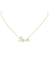 Sterling Silver Gold Plated CZ Love Necklace