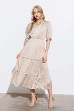 Taupe Tiered Midi Dress With Ruffle Detail