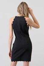 Black Simple Mini Dress With Scallop Hem
