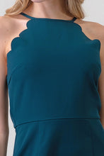 Hunter Green Simple Mini Dress With Scallop Hem