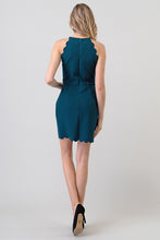 Hunter Green Simple Mini Dress With Scallop Hem