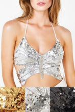 Silver Sexy Sequin Butterfly Bra
