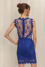 Royal Blue Mesh & Lace Cocktail Dress