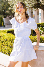 White Ruffle Puff Sleeve Short Prairie Dress