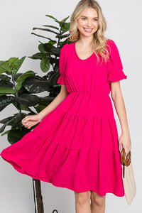 Fuchsia Soft Summer High Waist Short Dress