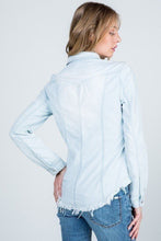 Light Denim Destroyed Slim Denim Shirt