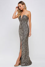 Black Multi Sexy Leopard Maxi With Slit Dress