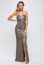 Black Multi Sexy Leopard Maxi With Slit Dress