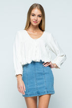 Light Denim High Waist Panel Denim Skirt