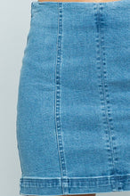 Light Denim High Waist Panel Denim Skirt