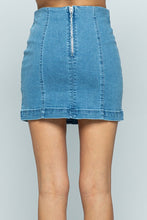 Light Denim High Waist Panel Denim Skirt