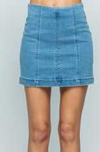 Light Denim High Waist Panel Denim Skirt