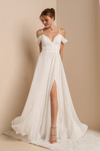 Ivory Beautiful Dress With Shoulder Detail And See-through Lace Back With Side Slit
