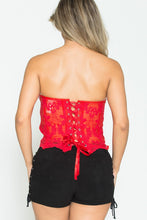 Red Sequins Mesh Corset