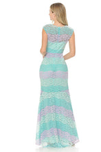 Pink/Mint Sheer Lace Sweetheart Color Block Formal Dress