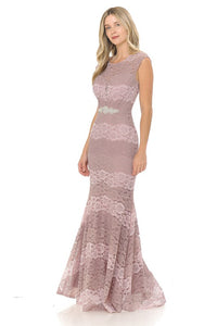 Rose/Pink Sheer Lace Sweetheart Color Block Formal Dress