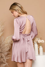 Dusty Lavender Satin Criss-Cross Cut Out Mini Dress