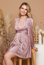 Dusty Lavender Satin Criss-Cross Cut Out Mini Dress