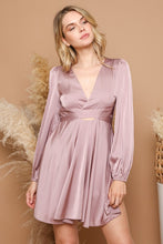 Dusty Lavender Satin Criss-Cross Cut Out Mini Dress