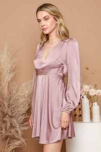 Dusty Lavender Satin Criss-Cross Cut Out Mini Dress