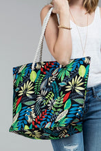 Black Tropical Leaves Print Shoulder Bag