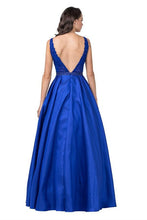 Royal Beaded Top Pocket Satin Long Dress