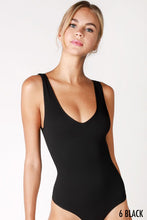 Black Ribbed V Neck Bodysuit