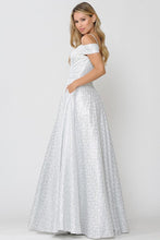 Off White/Silver V-neck Sequined Lace Strap Wedding Dress