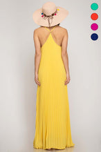 Yellow Pleated Woven Maxi Dress