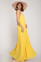 Yellow Pleated Woven Maxi Dress