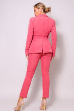Cinnamon Belted Blazer & Pants Suit Set