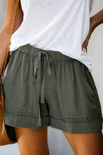 Green Women Drawstring Casual Shorts With Pocket