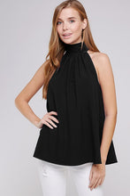 Black Turtleneck Sleeveless Back Bow Top