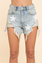 Denim Distressed Star Denim Shorts