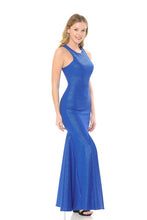Blue Glitter Scuba Godet Formal Dress