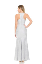 Silver Glitter Scuba Godet Formal Dress
