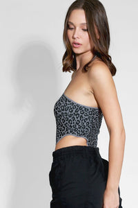 Bluestone Leopard One Shoulder Glam Bodysuit