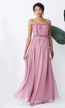 Mauve Bride-maid Ruched Bodice Drape Maxi-dress Gown