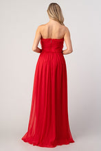 Red Bride-maid Ruched Bodice Drape Maxi-dress Gown