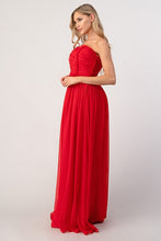 Red Bride-maid Ruched Bodice Drape Maxi-dress Gown