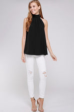 Black Turtleneck Sleeveless Back Bow Top