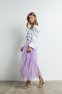 Light Purple Tulle Maxi Skirt With Lining