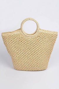 Ivory Straw Cross Basket Bag