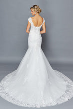 White V Neck Lace Mermaid Bridal Gown