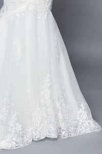 White V Neck Lace Mermaid Bridal Gown
