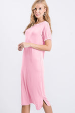 Pink Tee Short Sleeve Midi Dress