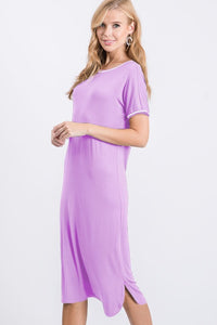 Light Purple Tee Short Sleeve Midi Dress