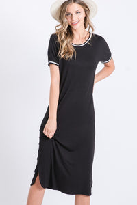 Black Tee Short Sleeve Midi Dress