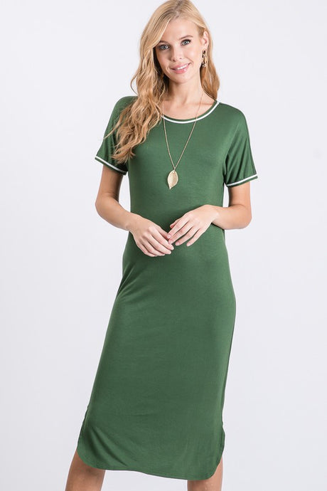 Olive Tee Short Sleeve Midi Dress